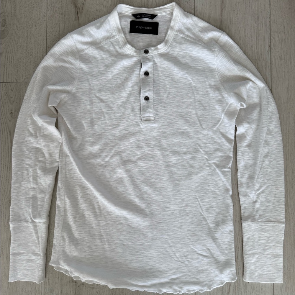 Wings + Horns White Slub Henley Shirt